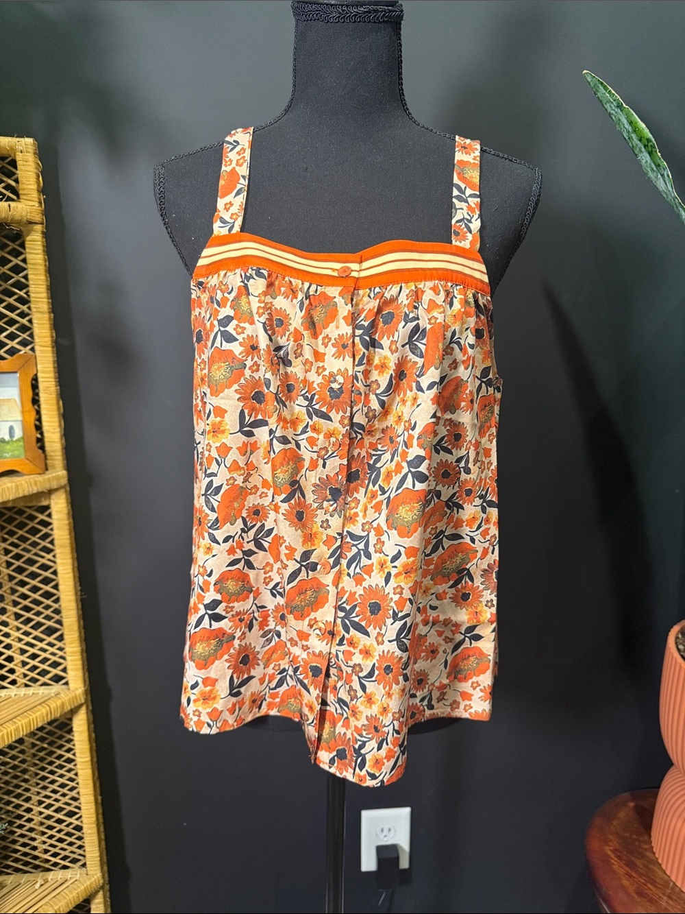 Floral Orange Strappy Summer Top